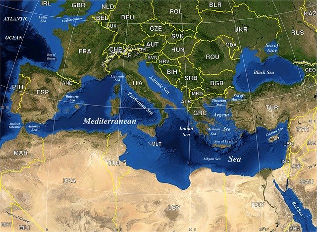 Map of Mediterranean Countries
